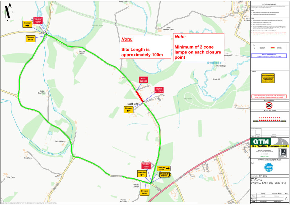 Road works map for East End