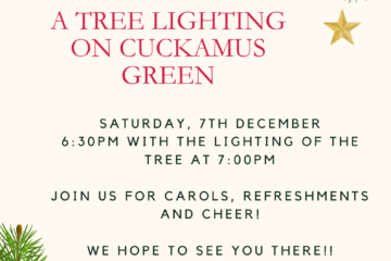 Tree lighting poster 7th December 2024 6:30pm Cuckamus Green North Leigh