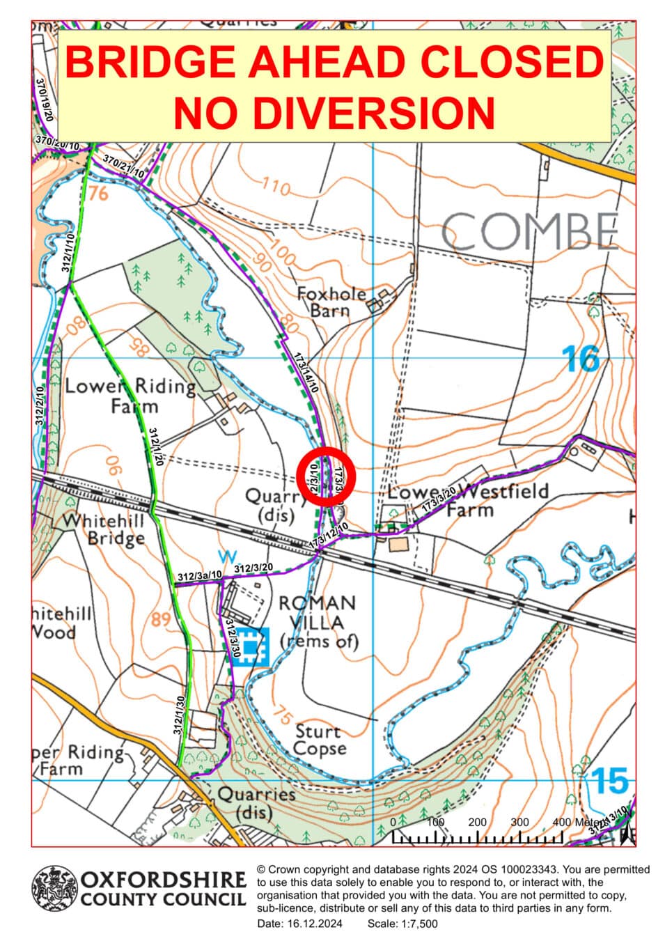 Footpath closure map December 2024