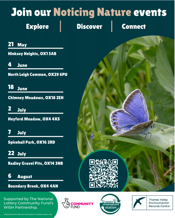 Noticing Nature events poster with a QR code to find more information