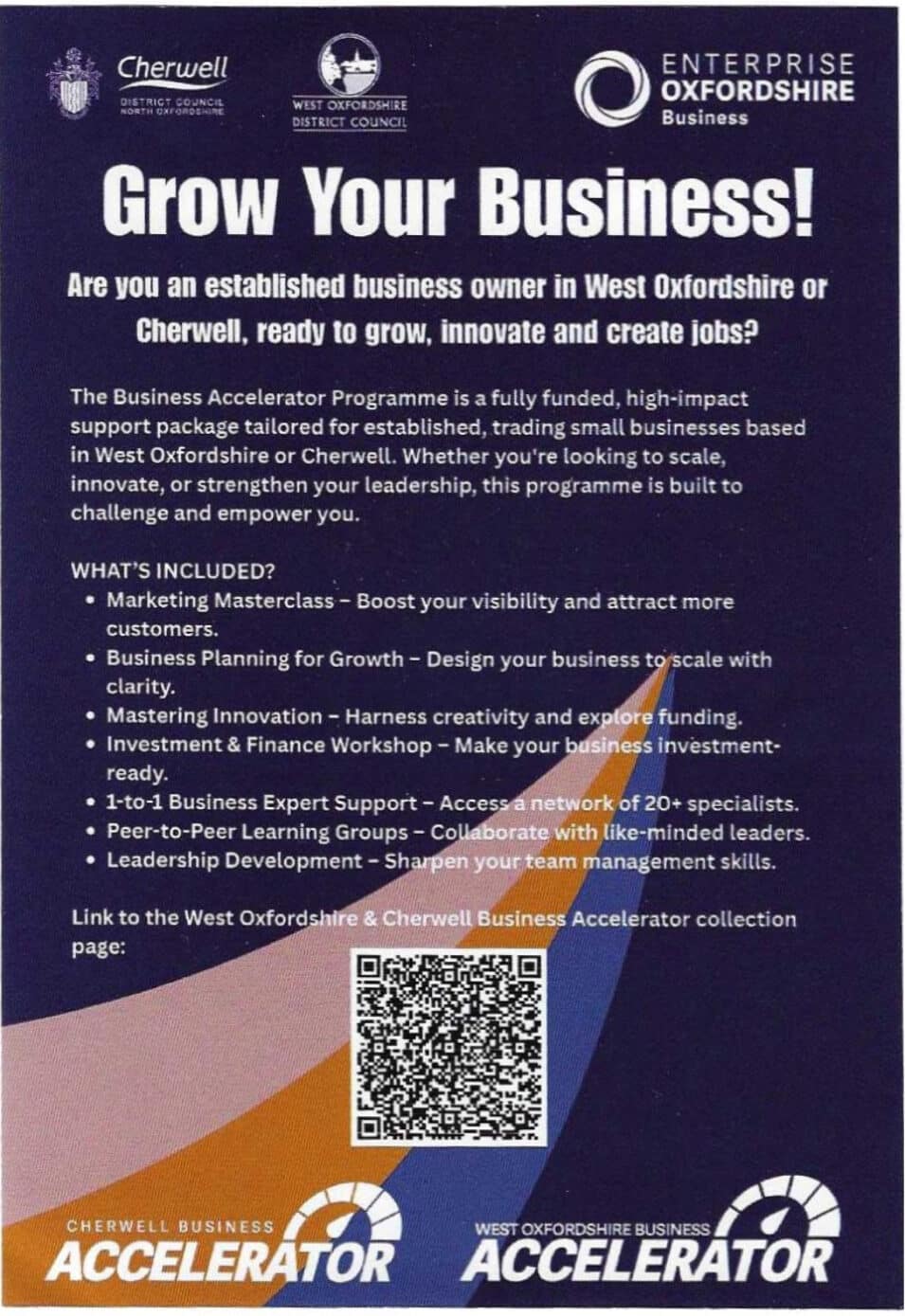 West Oxfordshire and Cherwell Business Accelerator Programme poster