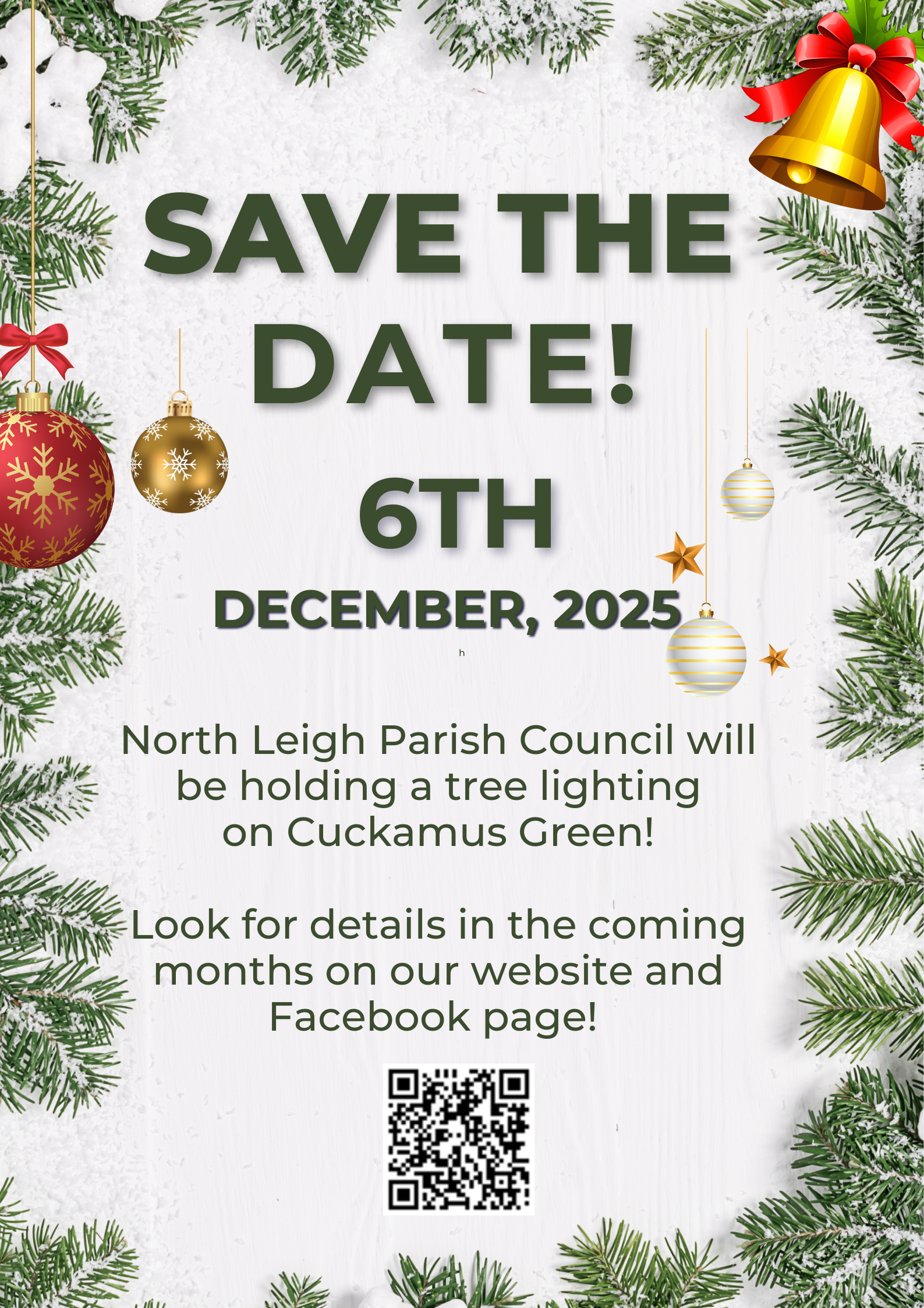Save the Date 6th December 2025 tree lighting on Cuckamus Green