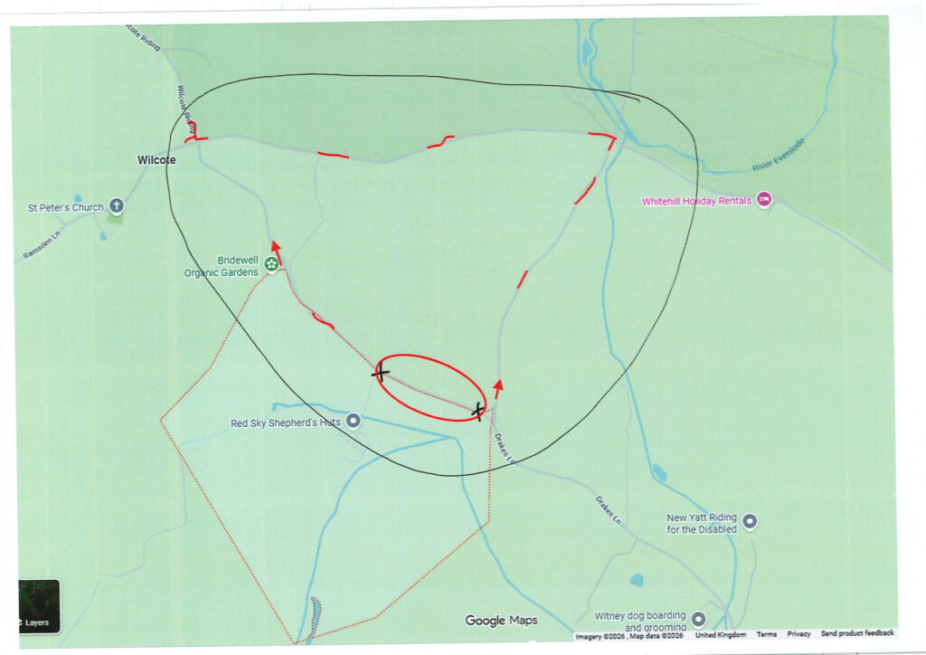 Bradwell Lane Wilcote Map