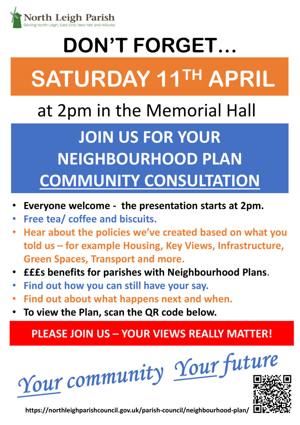 Don't forget the NP event on the 11th April in the Memorial Hall at 2pm