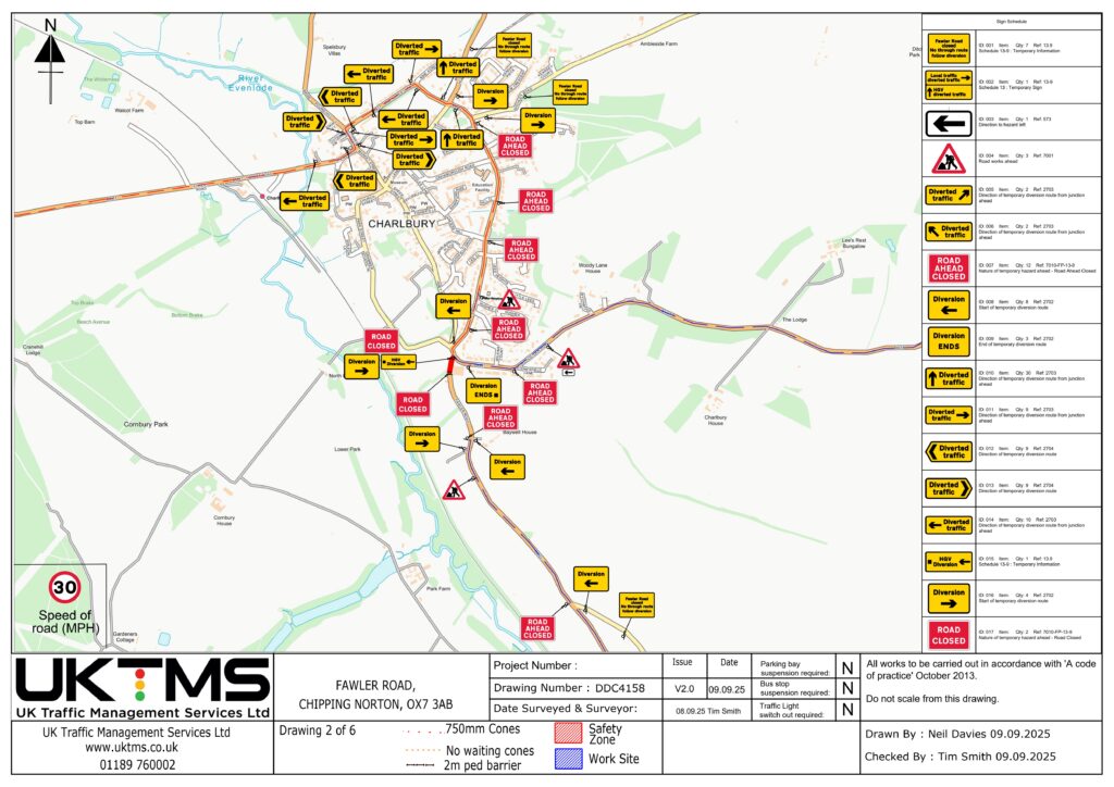 Charlbury FAwler road works August 2026