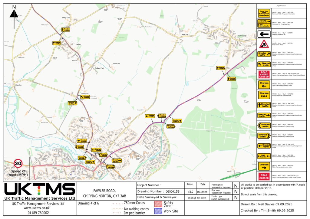 Charlbury FAwler road works August 2026