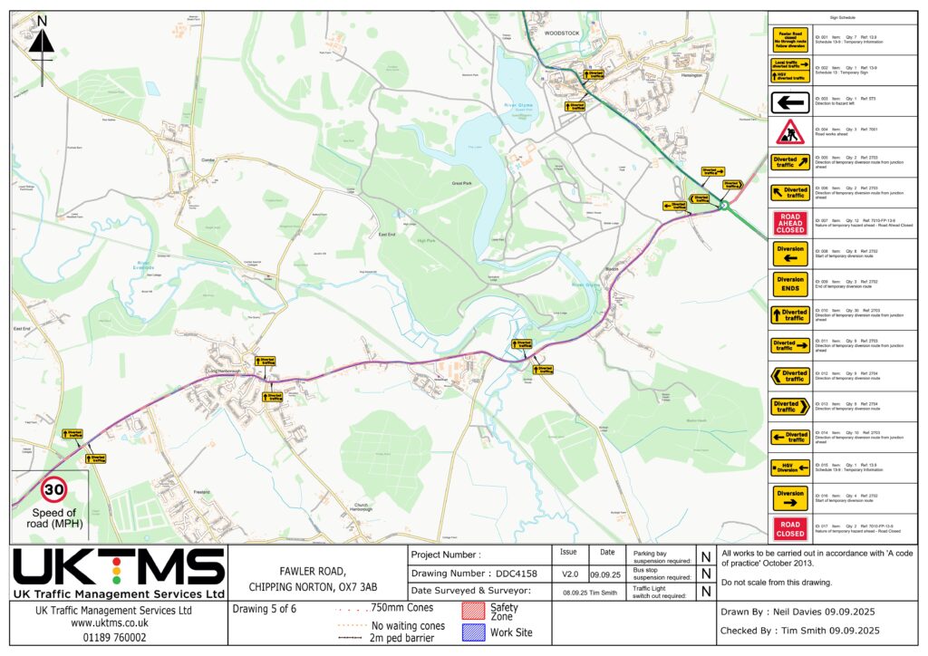 Charlbury FAwler road works August 2026