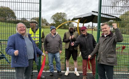 Parish Councillors and others at the opening of the MUGA
